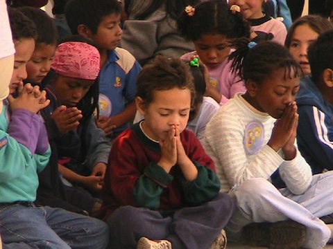 Youngsters praying at a Miami church