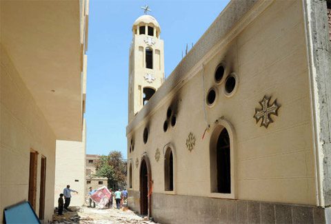 A burned out Coptic church