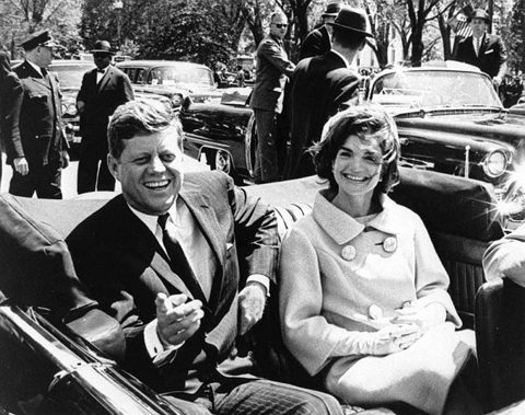 President John F. Kennedy and First Lady Jacqueline Kennedy in Dallas, moments before shots rang out.